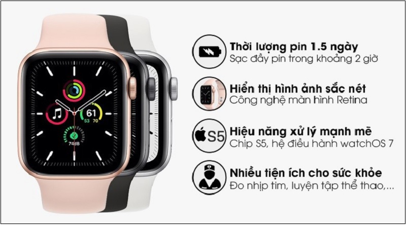 Apple Watch SE có khung viền chắc chắn, thiết kế bo tròn 4 góc